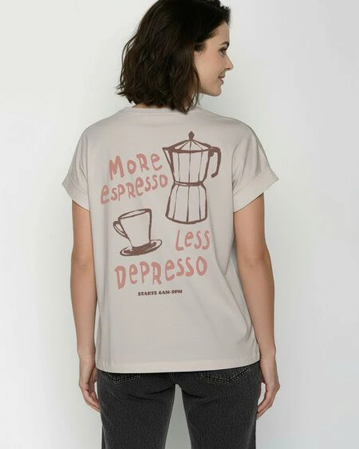 GREENBOMB Espresso Loony - Sportliches T-Shirt aus Bio-Baumwolle mit Rollup Sleeve / hochwertiger Print / GOTS / Fair & Vegan