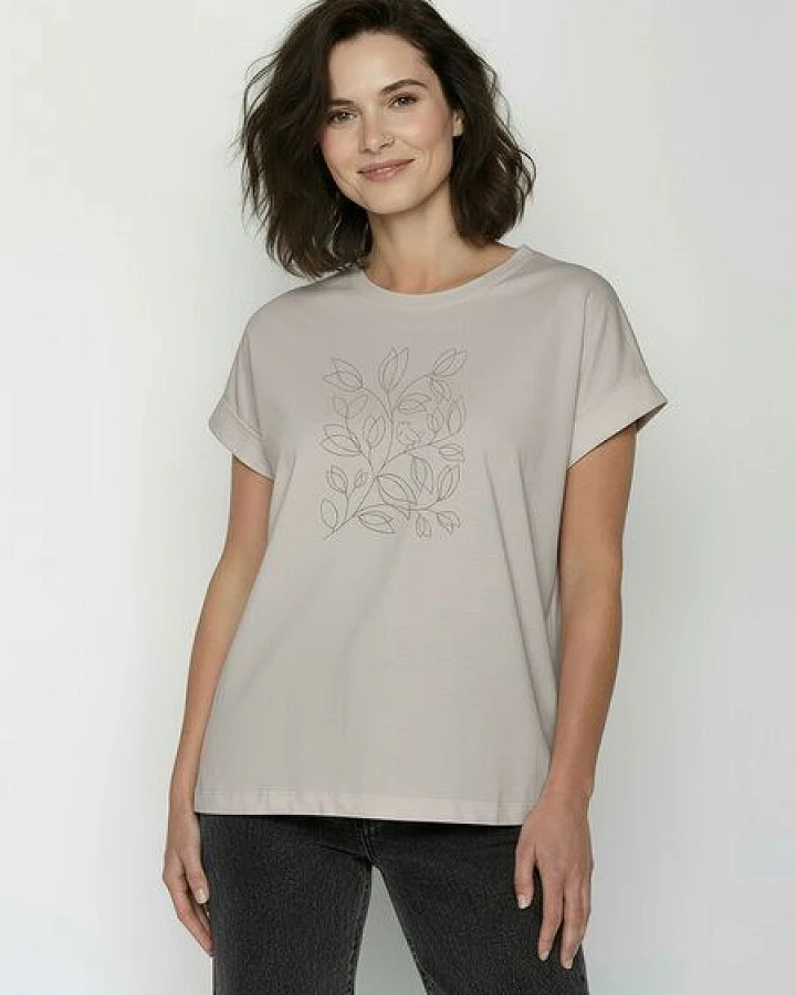 GREENBOMB Leafline Loony - Sportliches T-Shirt aus Bio-Baumwolle mit Rollup Sleeve / hochwertiger Print / GOTS / Fair & Vegan