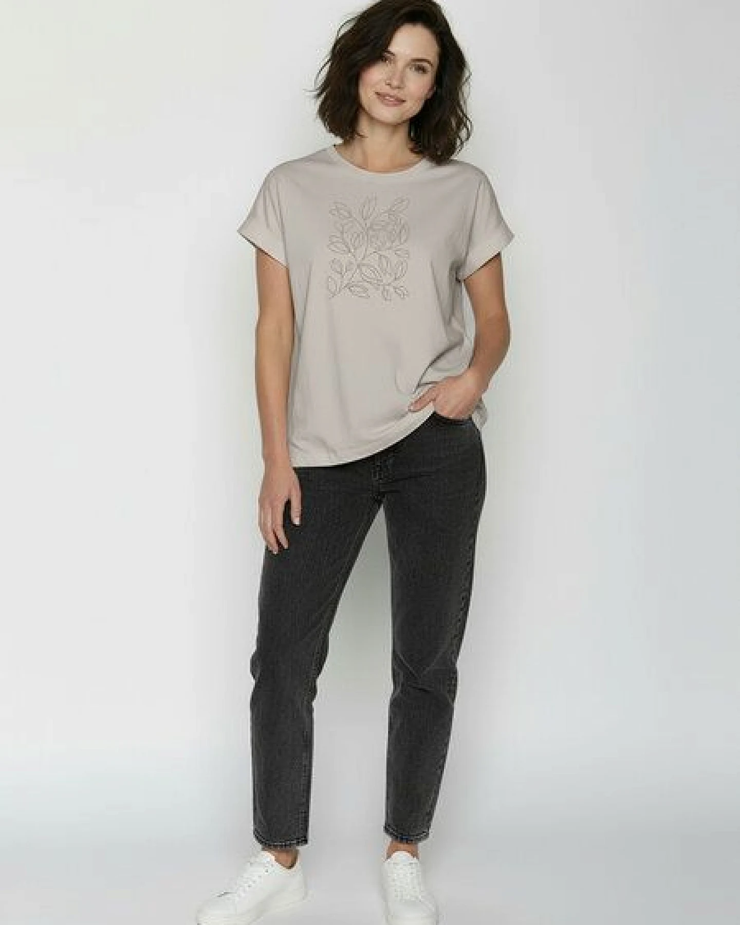 GREENBOMB Leafline Loony - Sportliches T-Shirt aus Bio-Baumwolle mit Rollup Sleeve / hochwertiger Print / GOTS / Fair & Vegan – Ansicht 3