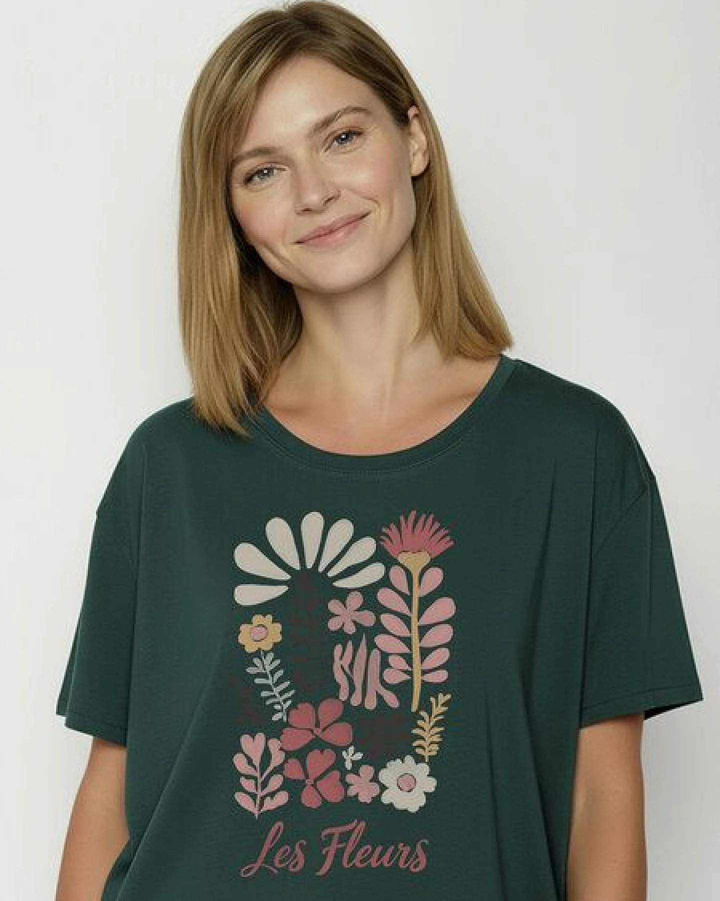 GREENBOMB Les Fleurs Feel - Lässiges T-Shirt aus Bio-Baumwoll-Mix / hochwertiger Print / GOTS / Fair & Vegan – Ansicht 2
