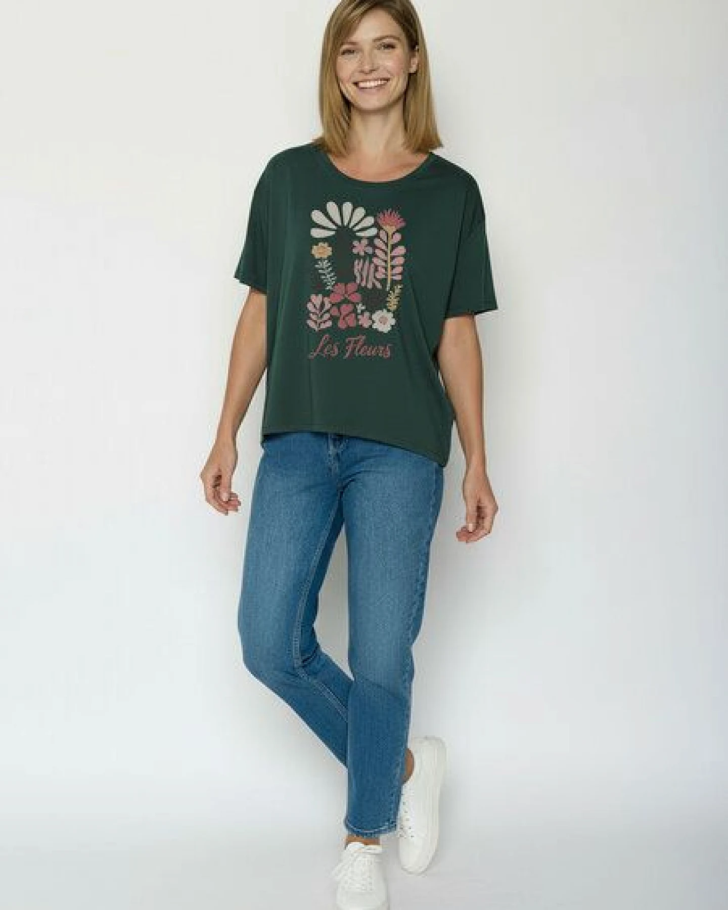 GREENBOMB Les Fleurs Feel - Lässiges T-Shirt aus Bio-Baumwoll-Mix / hochwertiger Print / GOTS / Fair & Vegan – Ansicht 3