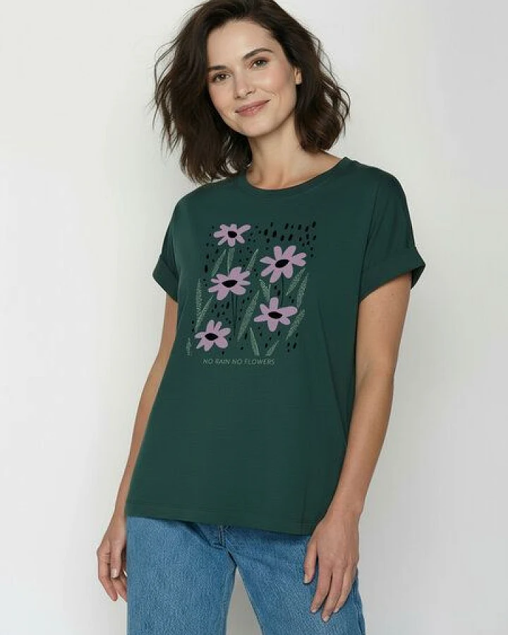 GREENBOMB No Rain Loony - Sportliches T-Shirt aus Bio-Baumwolle mit Rollup Sleeve / hochwertiger Print / GOTS / Fair & Vegan