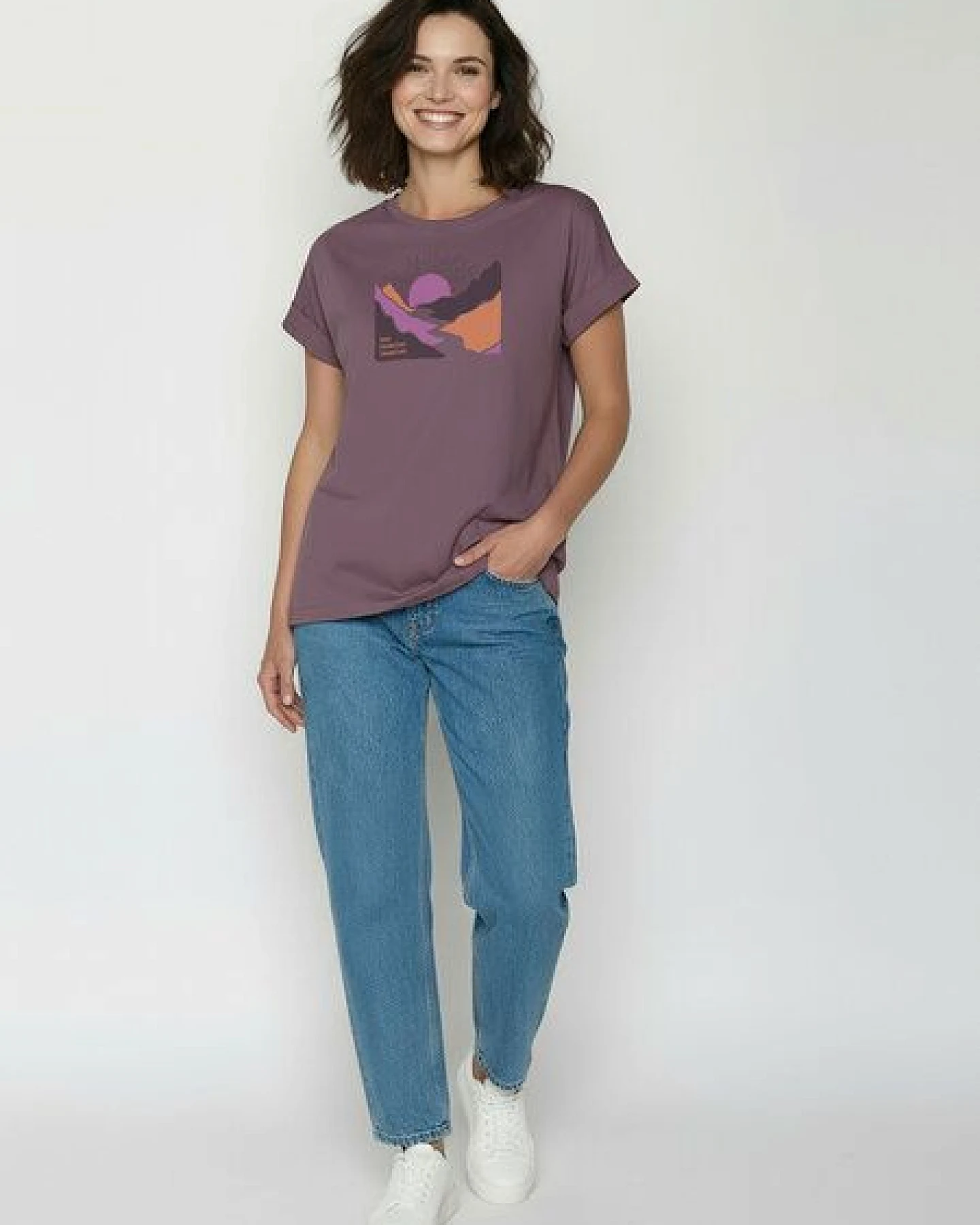 GREENBOMB River Sundown Loony - Sportliches T-Shirt aus Bio-Baumwolle mit Rollup Sleeve / hochwertiger Print / GOTS / Fair & Vegan – Ansicht 3