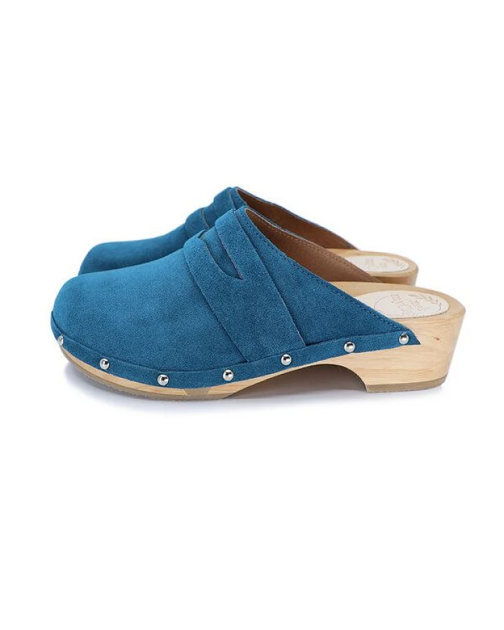 me&myClogs GUILIA Holz Clogs mit flexibler Sohle in Wildleder Rosa pale-rose mit Nieten - low heel