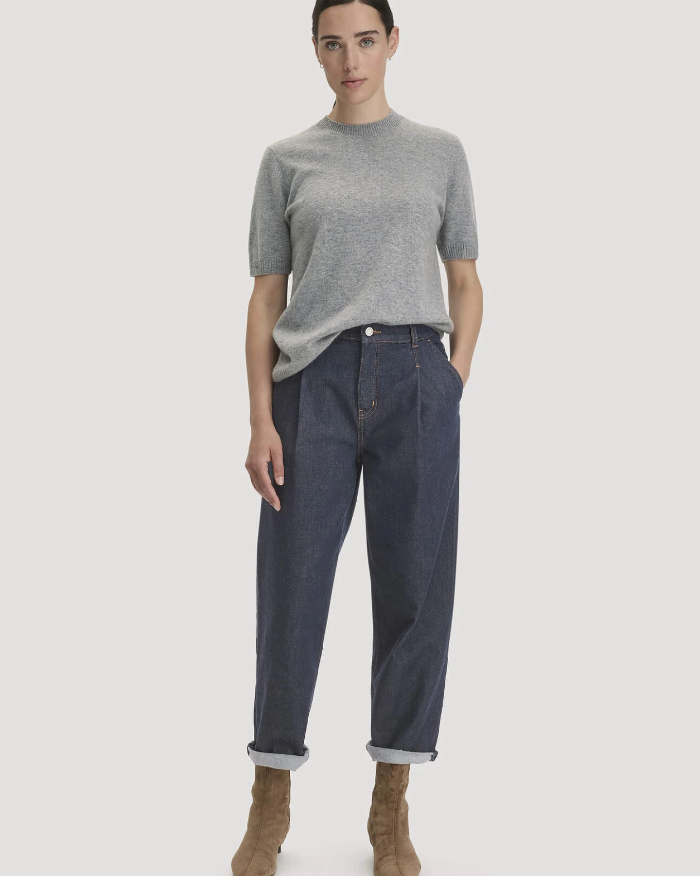 hessnatur Damen Pullover Relaxed aus Bio-Schurwolle mit Cashmere - grau - Größe L – Ansicht 2