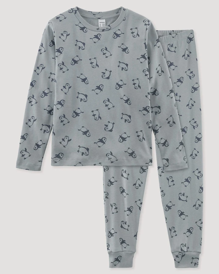 hessnatur Kinder Pyjama aus Bio-Baumwolle - blau - Größe 110/116
