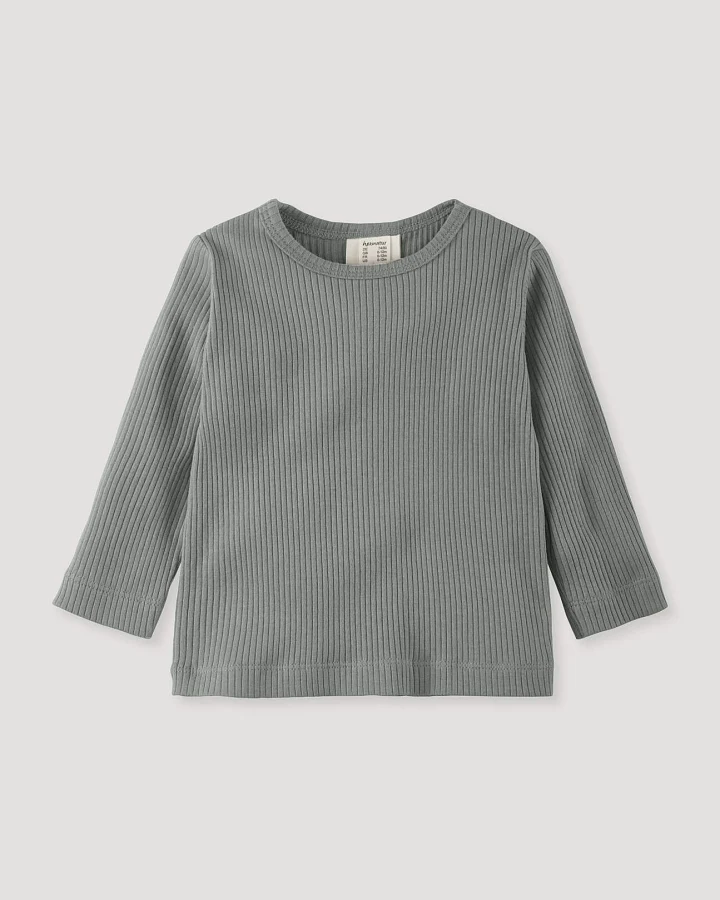 hessnatur Baby Longsleeve aus Bio-Baumwolle mit Bio-Merinowolle - blau - Größe 50/56