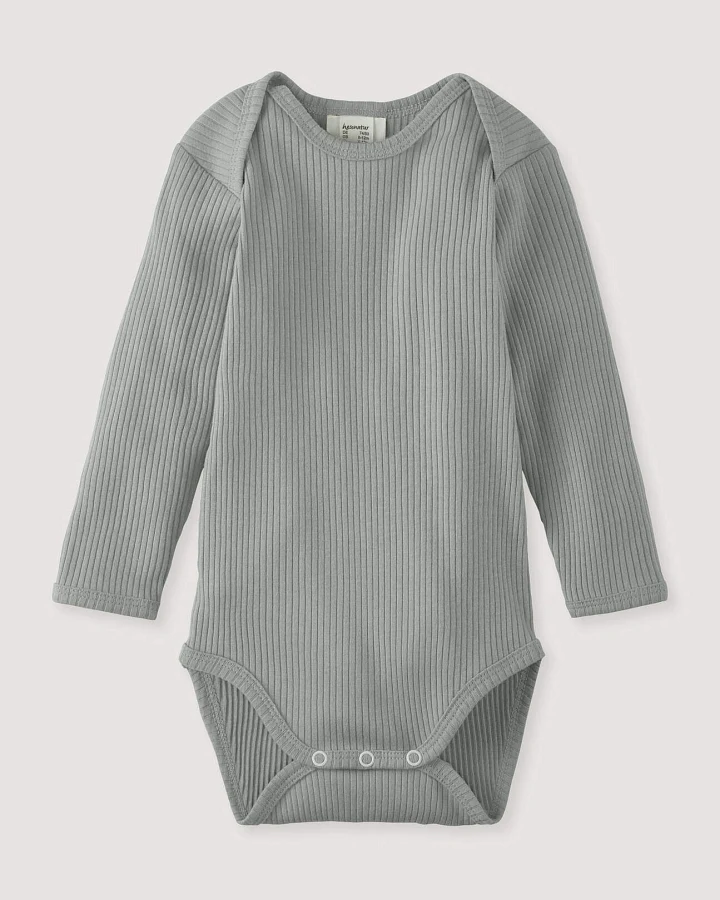 hessnatur Baby Body Langarm aus Bio-Baumwolle mit Bio-Merinowolle - blau - Größe 62/68