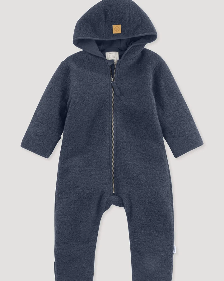 hessnatur Baby Wollfleece Overall aus Bio-Merinowolle - blau - Größe 50/56