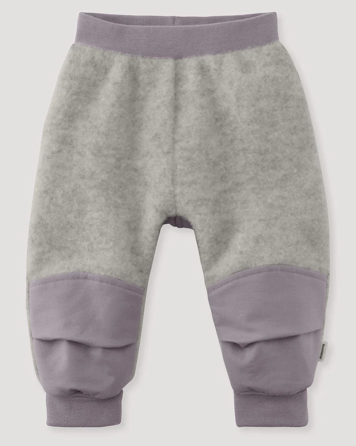 hessnatur Baby Wollfleece Hose mit Softshell aus Bio-Merinowolle - grau - Größe 62/68