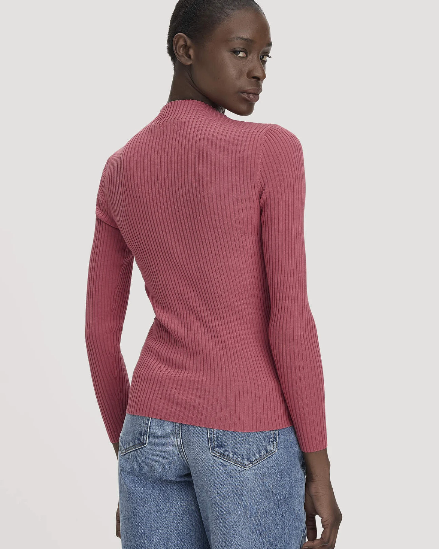 hessnatur Damen Strick Pullover Fitted aus TENCEL™ Lyocell mit Bio-Baumwolle - rot - Größe M – Ansicht 3