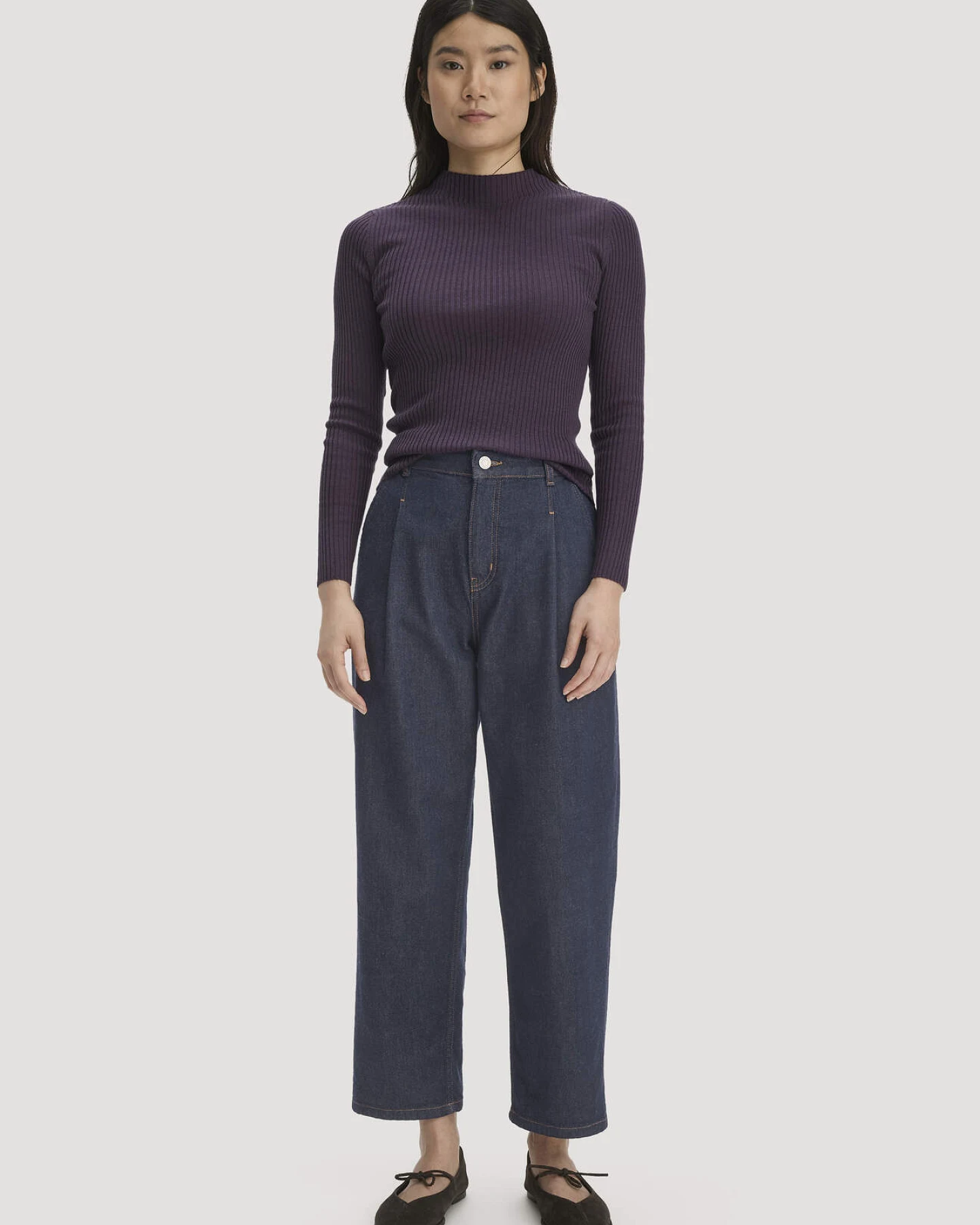 hessnatur Damen Strick Pullover Fitted aus TENCEL™ Lyocell mit Bio-Baumwolle - lila - Größe S – Ansicht 2