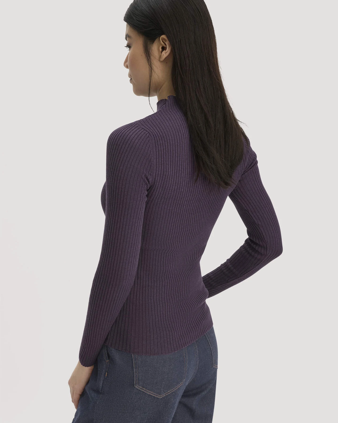 hessnatur Damen Strick Pullover Fitted aus TENCEL™ Lyocell mit Bio-Baumwolle - lila - Größe S – Ansicht 3
