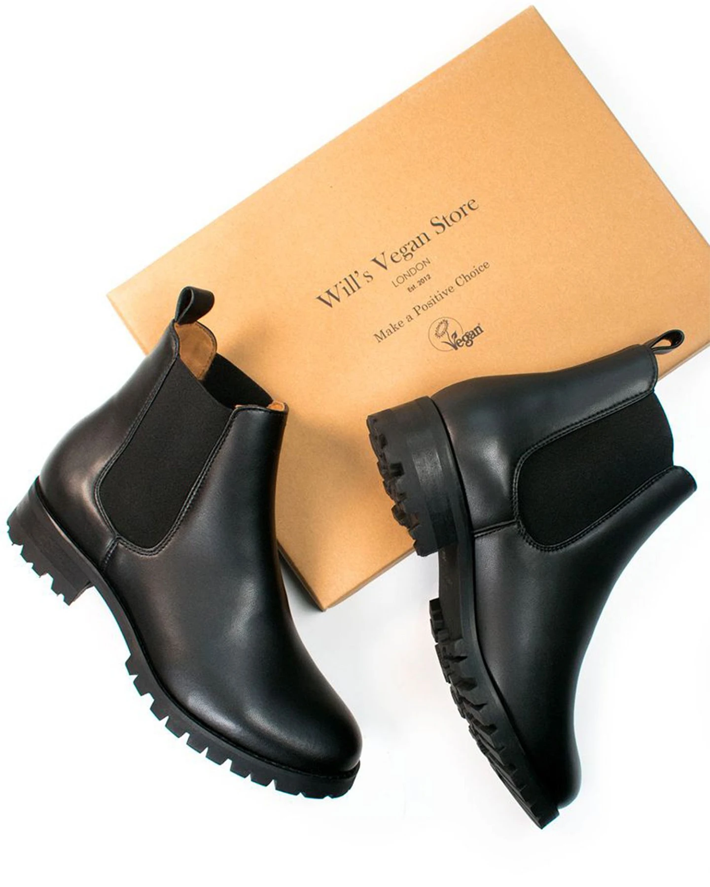 Will's Vegan Store Damen vegan Chelsea Boots Luxe Deep Tread Schwarz – Ansicht 2
