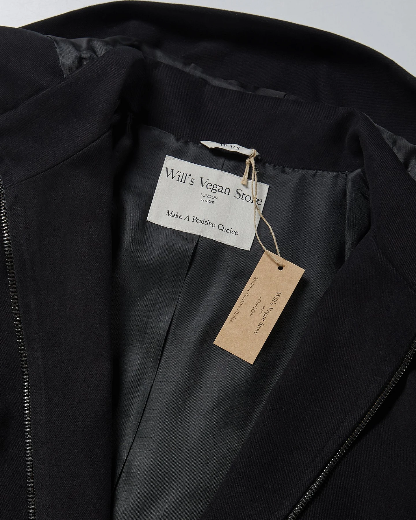 Will's Vegan Store Damen vegan Mantel Aus Veganer Wolle Mit Kapuze Schwarz – Ansicht 2