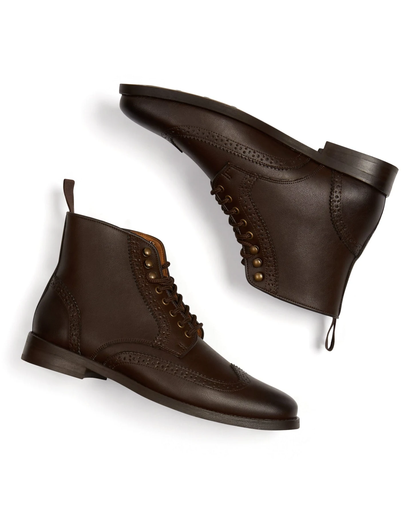 Will's Vegan Store Herren vegan Brogue-Stiefel Dunkelbraun – Ansicht 2