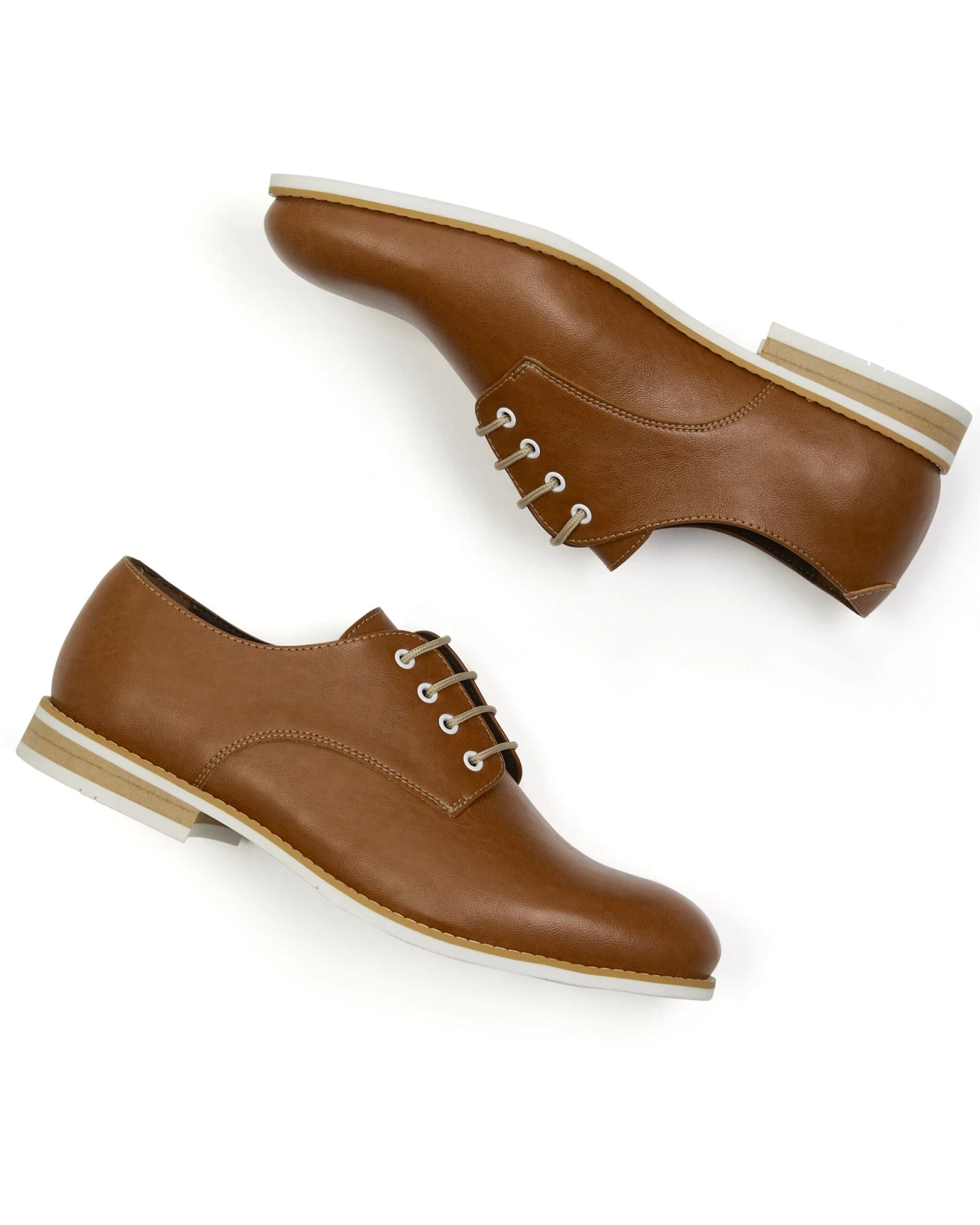 Will's Vegan Store Herren vegan Casual Derbys Tan – Ansicht 2