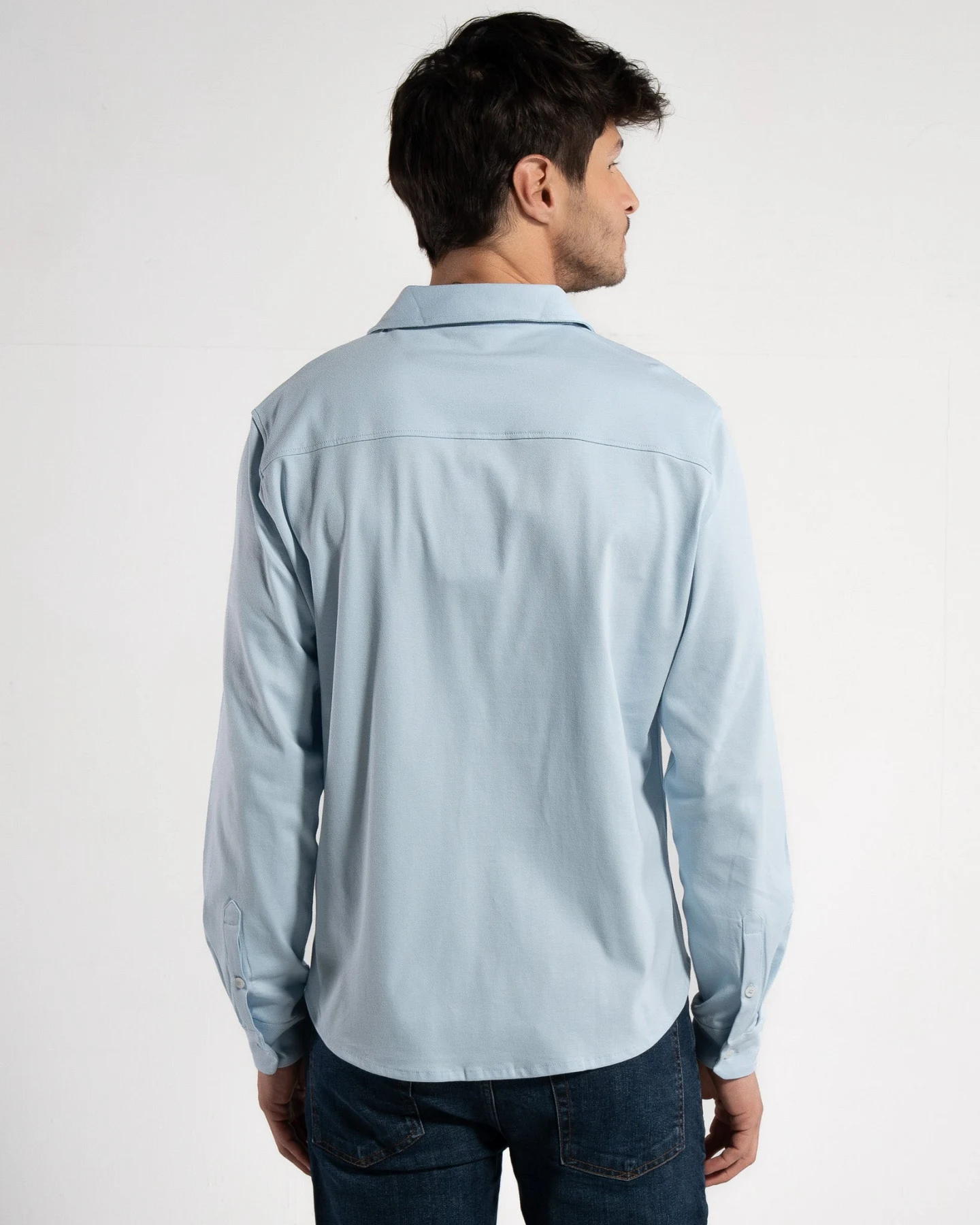 GORG Herren vegan Hemd Langarm Piqué Himmelblau – Ansicht 2