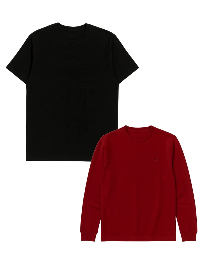 GORG Herren vegan Set T-Shirt & Sweatshirt Schwarz/Bordeaux