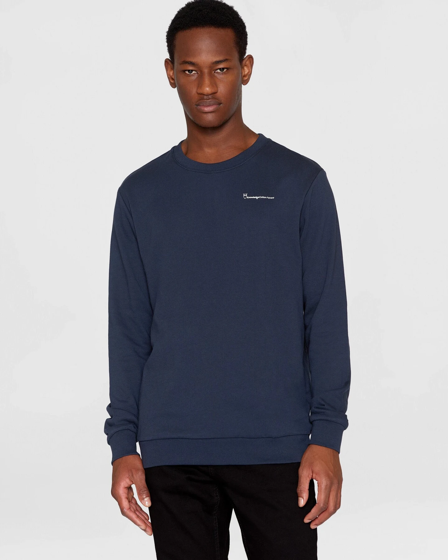 KnowledgeCotton Apparel Herren vegan Sweatshirt – Grundwissen Baumwolle Eclipse – Ansicht 2