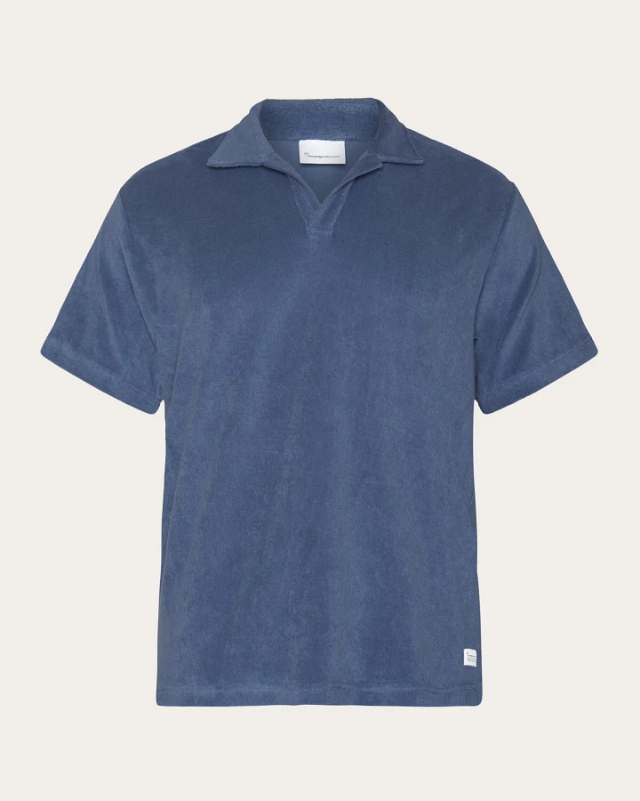 KnowledgeCotton Apparel Herren vegan Polo-Frottee- Vintage Indigo