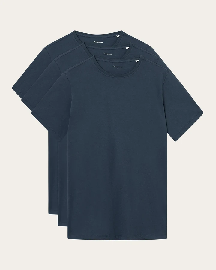 KnowledgeCotton Apparel Herren vegan 3er-Pack T-Shirts Insgesamt Eclipse