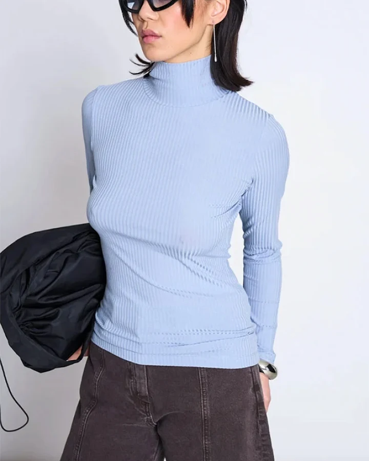 JAN 'N JUNE Damen vegan Rollkragenpullover Mio Mittelblau