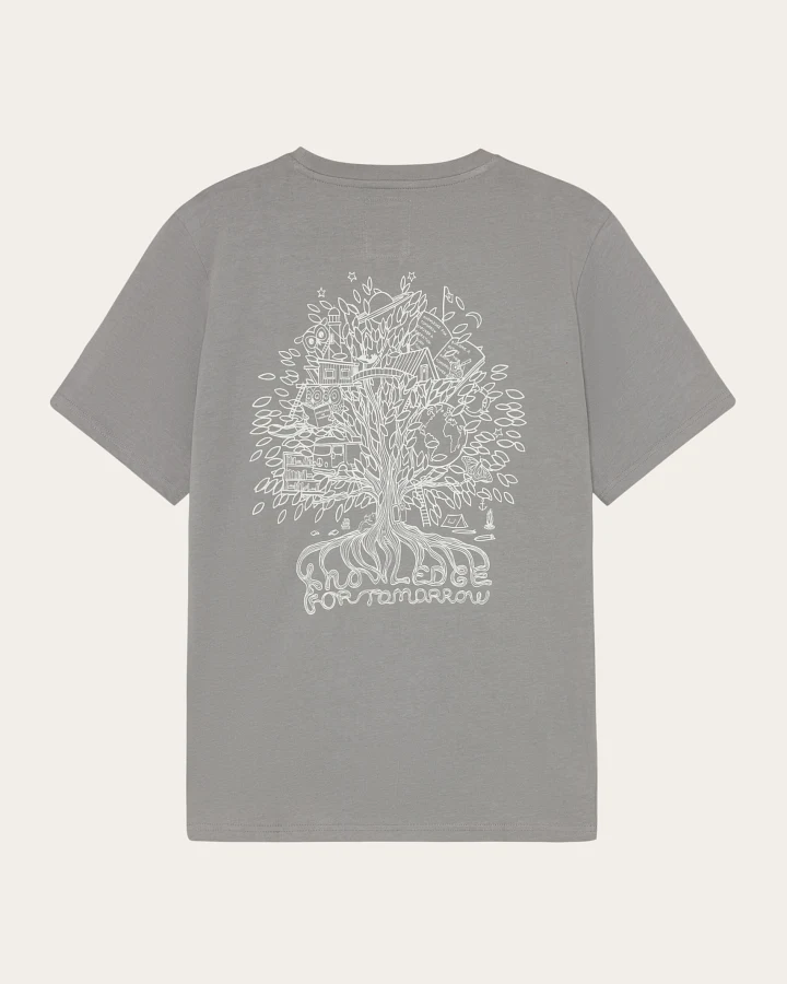 KnowledgeCotton Apparel Herren vegan T-Shirt Mit Aufdruck Auf Der Rückseite – Ultimate Grey