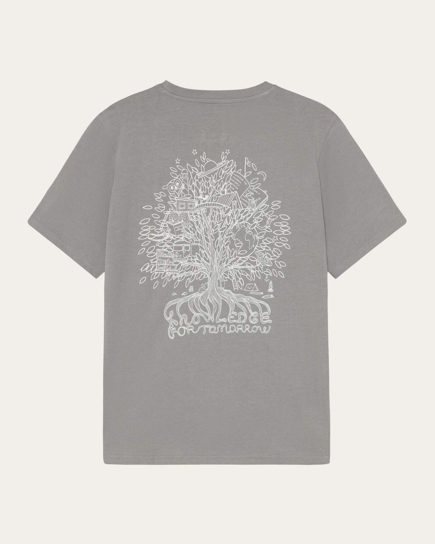 KnowledgeCotton Apparel Herren vegan T-Shirt Mit Aufdruck Auf Der Rückseite – Ultimate Grey – Ansicht 2