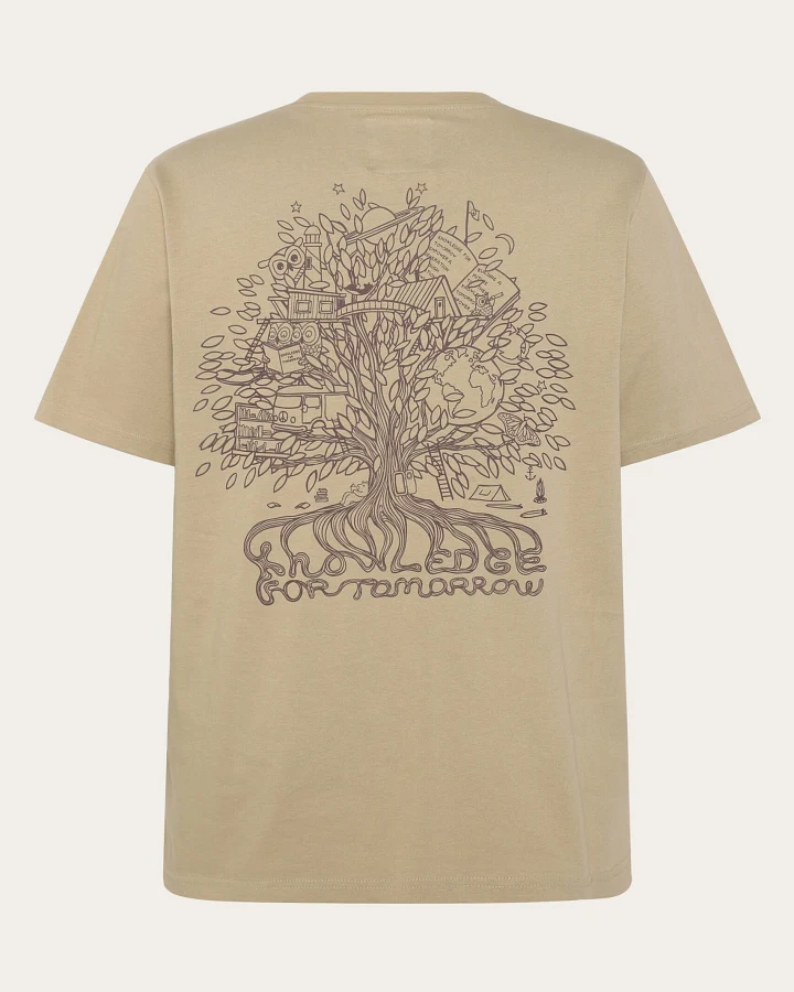 KnowledgeCotton Apparel Herren vegan T-Shirt Mit Aufdruck Auf Der Rückseite Twill, Braun