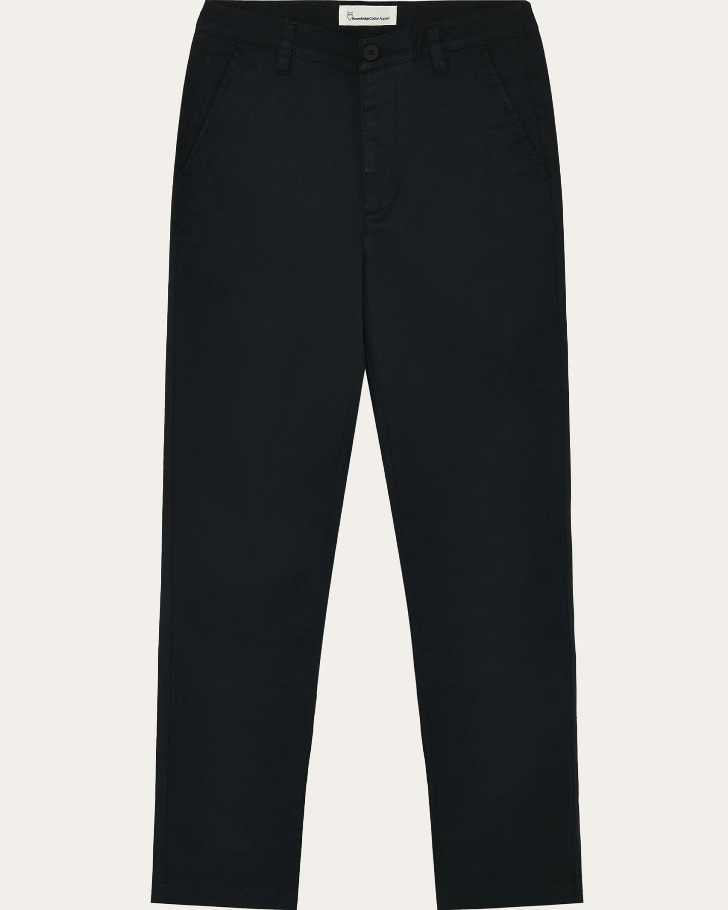 KnowledgeCotton Apparel Damen vegan Hose Iris Slim Pique Schwarz Jet – Ansicht 2
