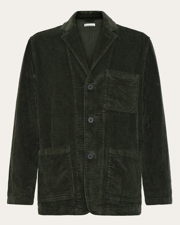 KnowledgeCotton Apparel Herren vegan Blazer Aus Cord Forest Night