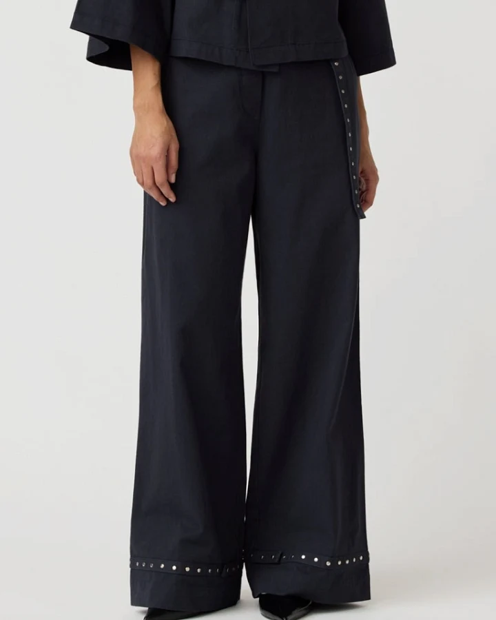 Alchemist Damen vegan Hose Moonflower Straps In Marineblau
