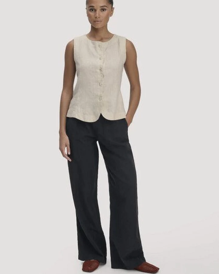 hessnatur Hose Straight Leg Relaxed aus TENCEL Lyocell mit Leinen