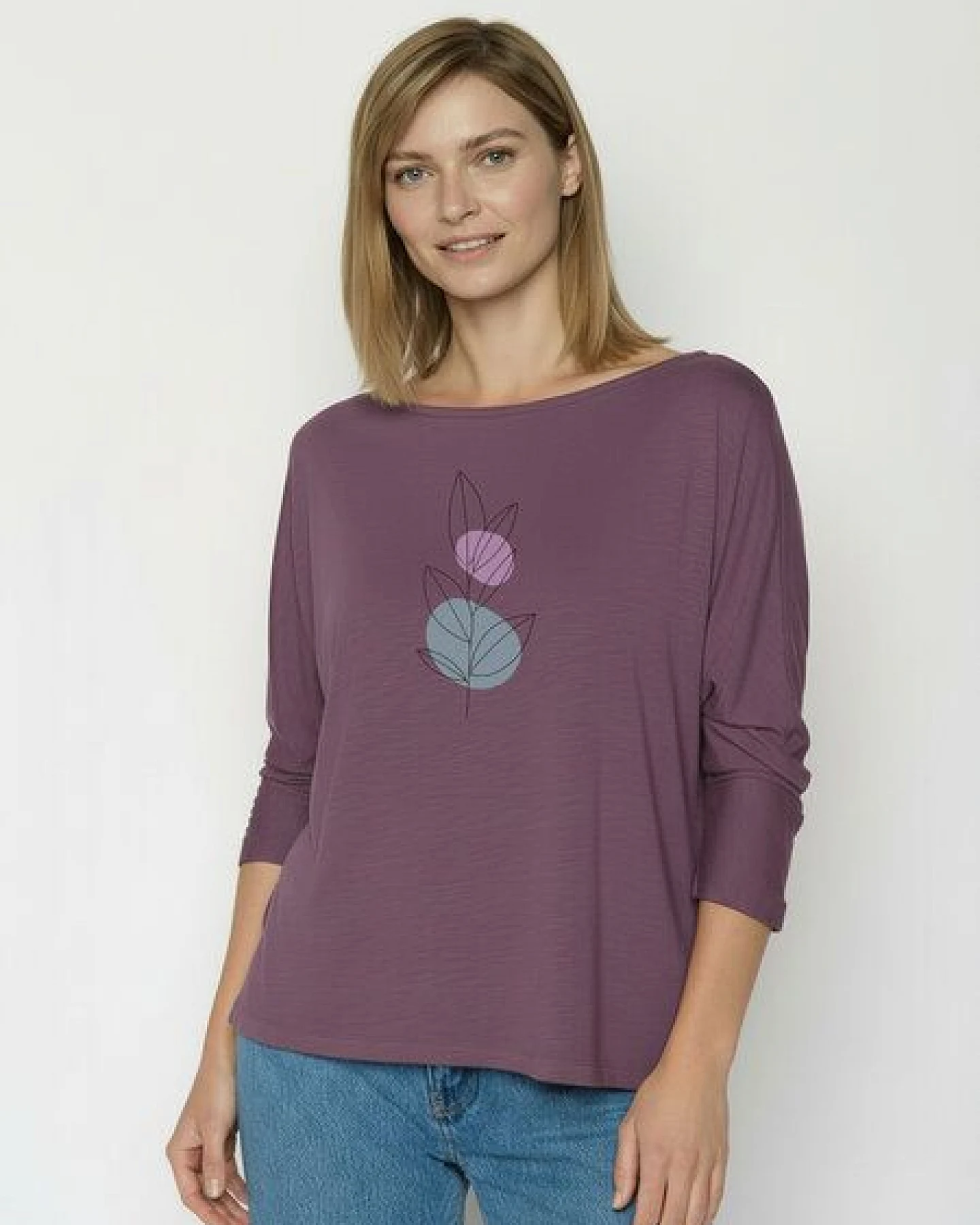 GREENBOMB Bloom Classic Simper - Gemütliches Longsleeve aus Viskose (LENZING ECOVERO) Mix / hochwertiger Print / Fair & Vegan – Ansicht 2
