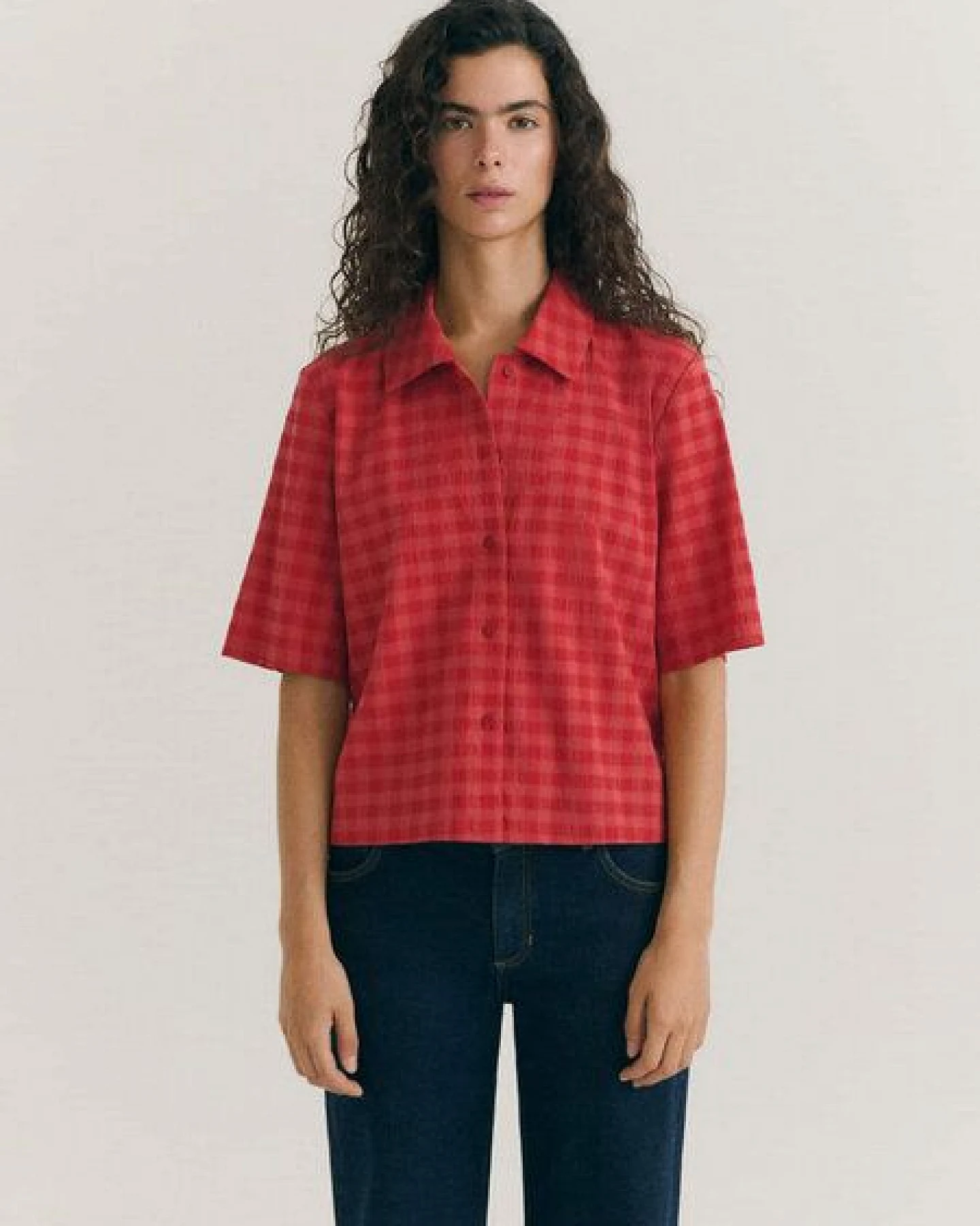 thinking mu Damen Bluse - Checks Seersucker Ane – Ansicht 3