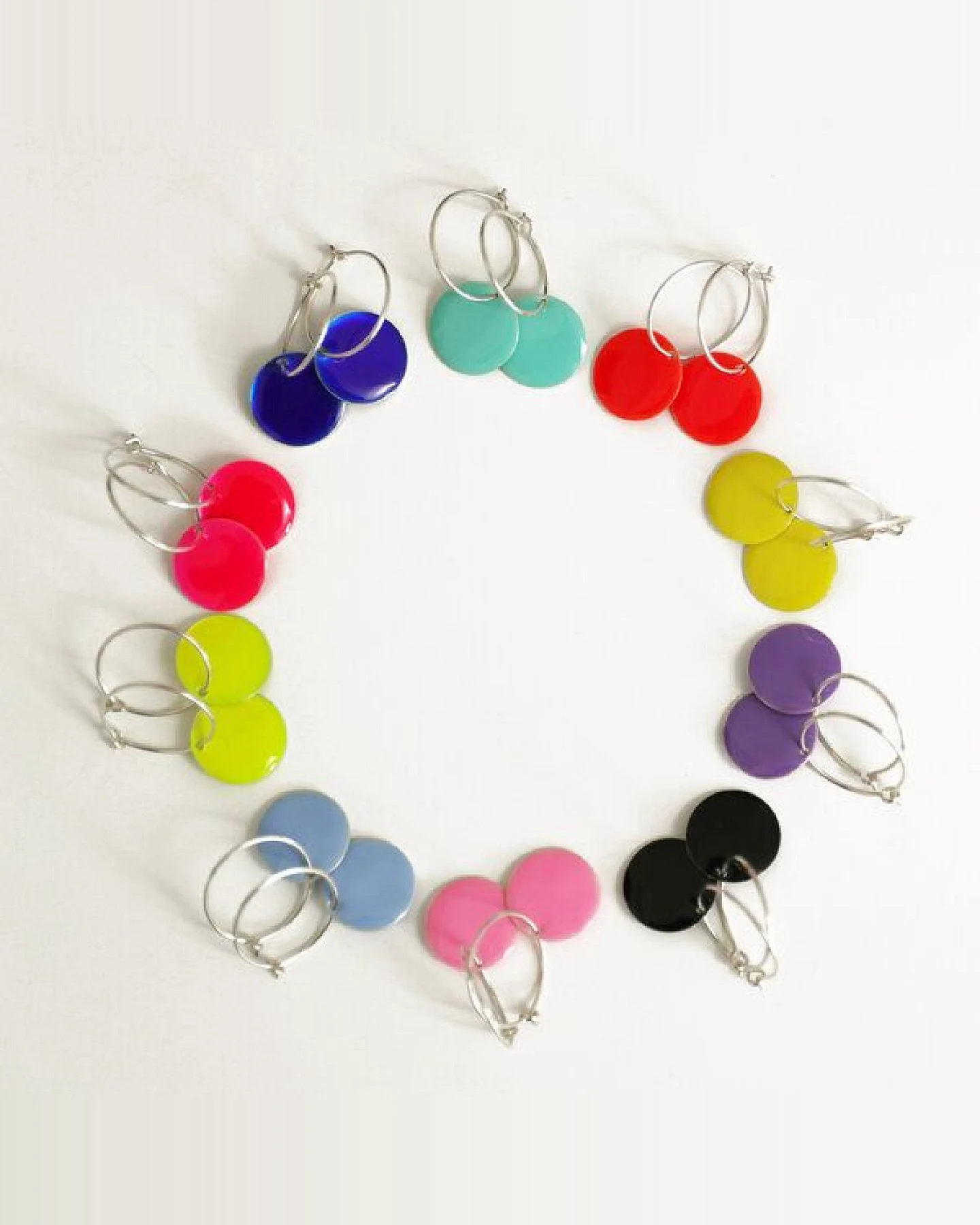 BELLYBIRD Jewellery Ohrringe - emailliertes Plättchen, Anhänger aus Silber mit Emaille – Ansicht 2