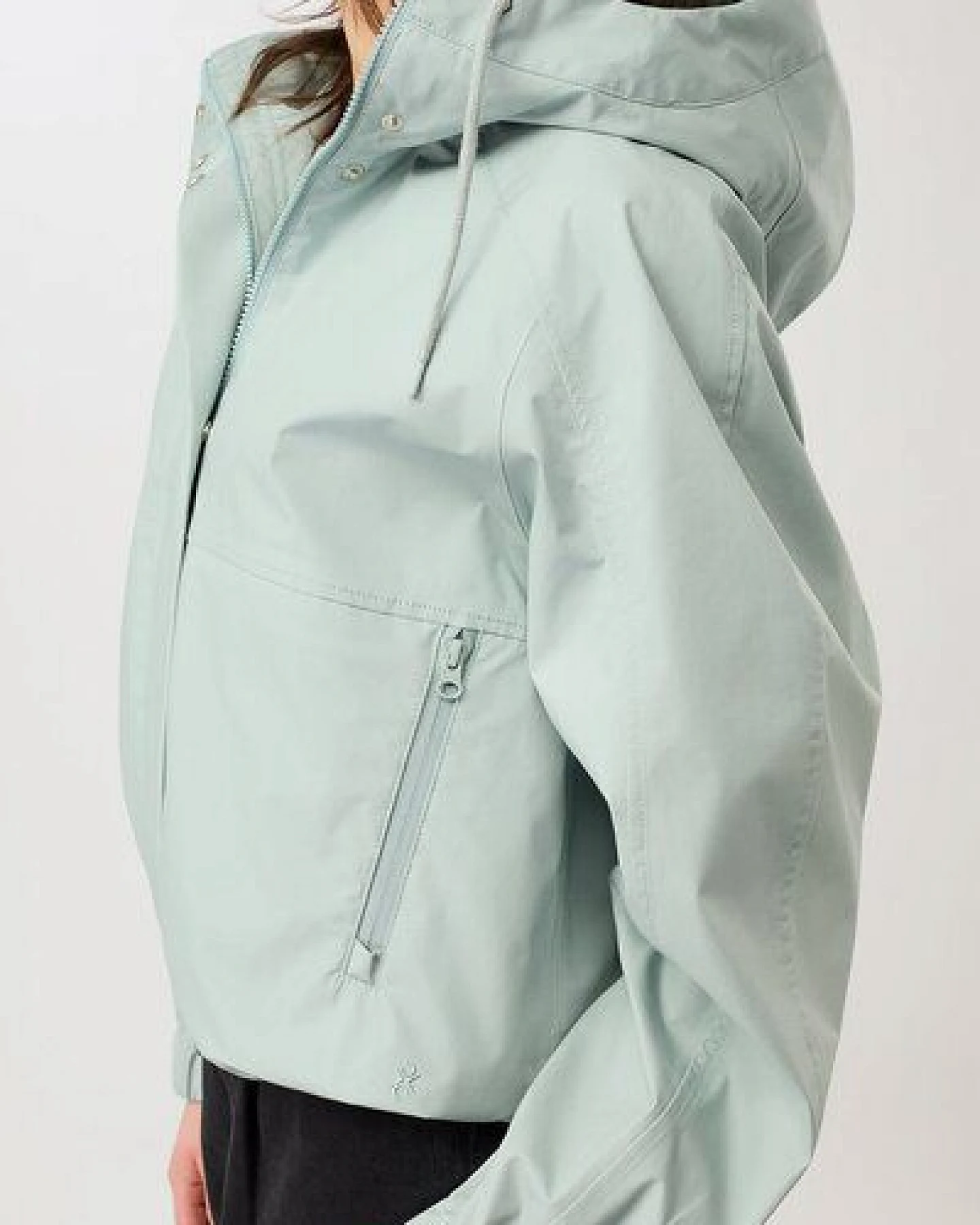 LangerChen Kurze Regenjacke mit Reissverschlußtasche – Ansicht 4
