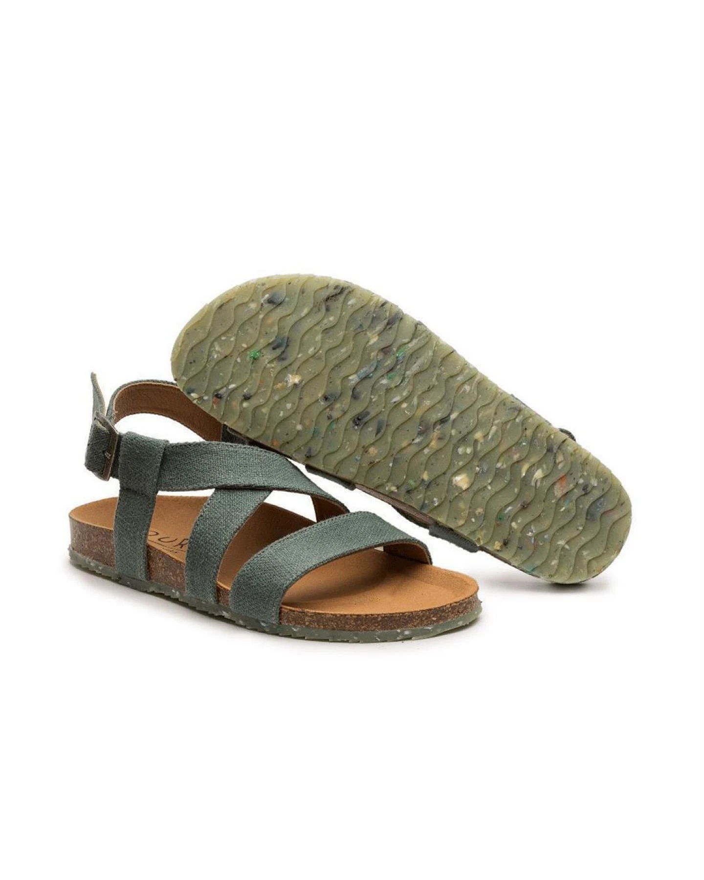 Zouri Damen vegan Sandalen Sand Erde Grün – Ansicht 2