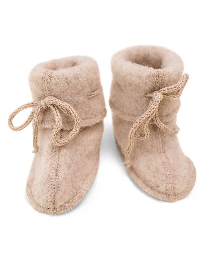 Engel - Babyschühchen Wollfleece sand melange Gr. 2