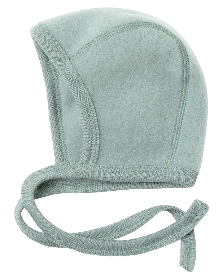 Engel - Baby Häubchen Fleece Merinowolle bergblau melange