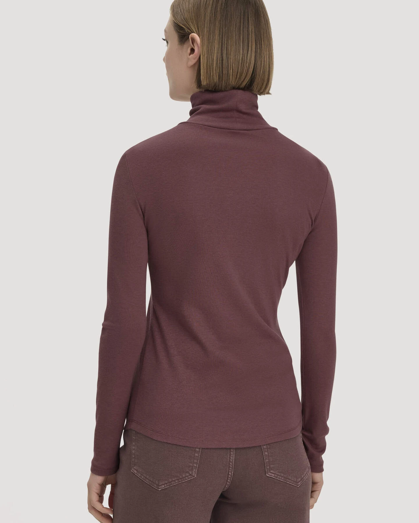 hessnatur Damen Softrib Longsleeve Fitted aus Bio-Baumwolle und TENCEL™ Modal - rot - Größe 38 – Ansicht 3