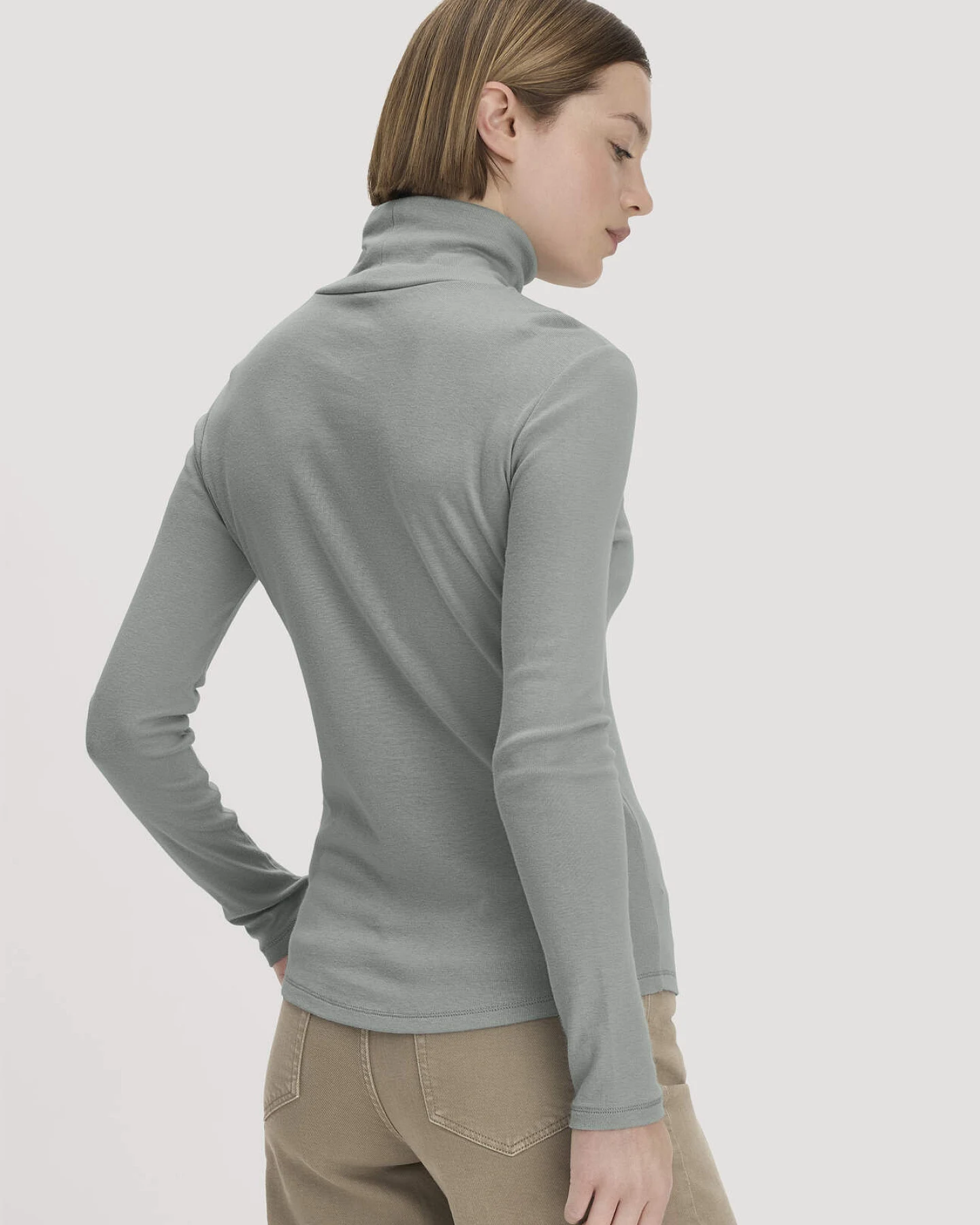 hessnatur Damen Softrib Longsleeve Fitted aus Bio-Baumwolle und TENCEL™ Modal - blau - Größe 48 – Ansicht 2
