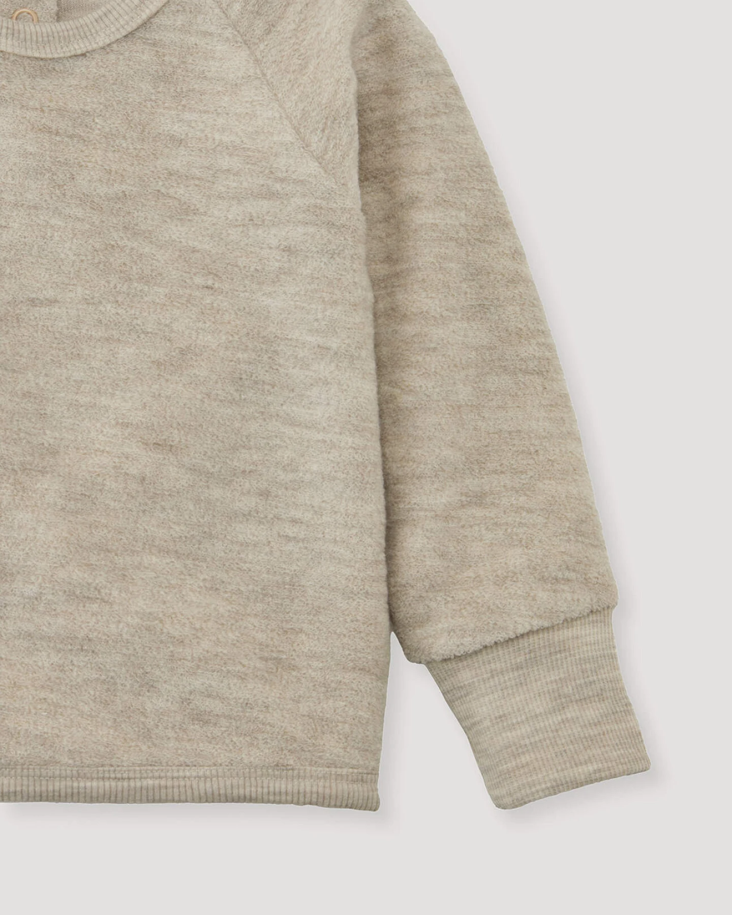hessnatur Baby Wollfrottee Sweatshirt Raglan aus Bio-Merinowolle - beige - Größe 98/104 – Ansicht 3