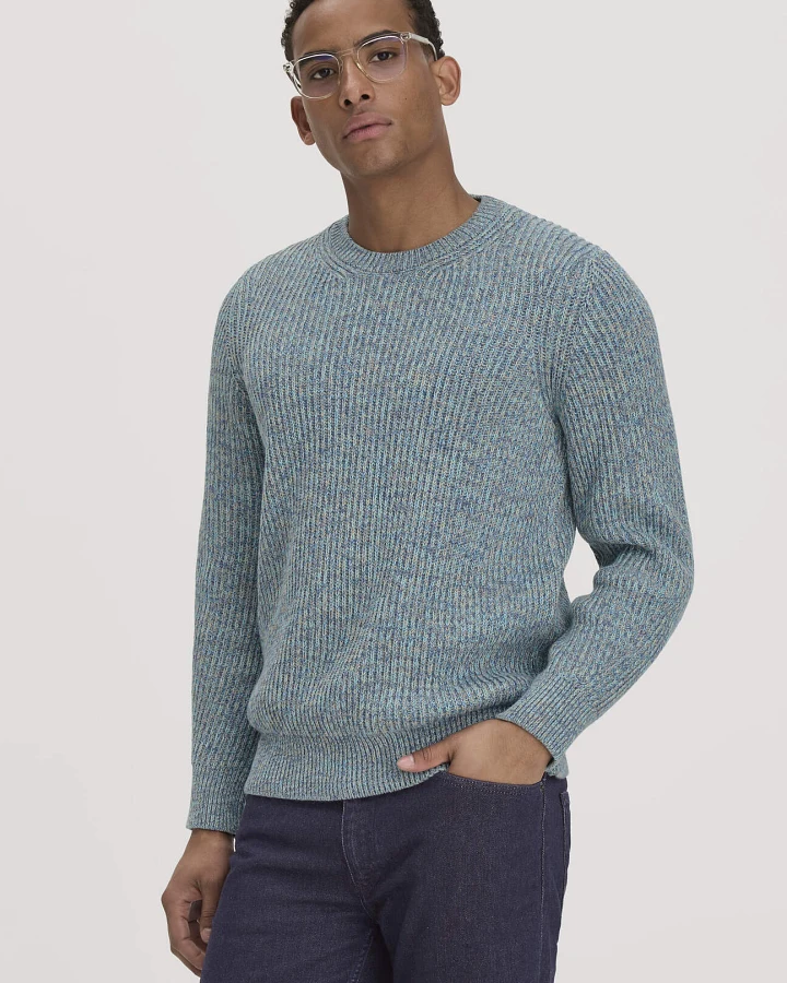 hessnatur Herren Strickpullover Regular aus Bio-Baumwolle - blau - Größe L