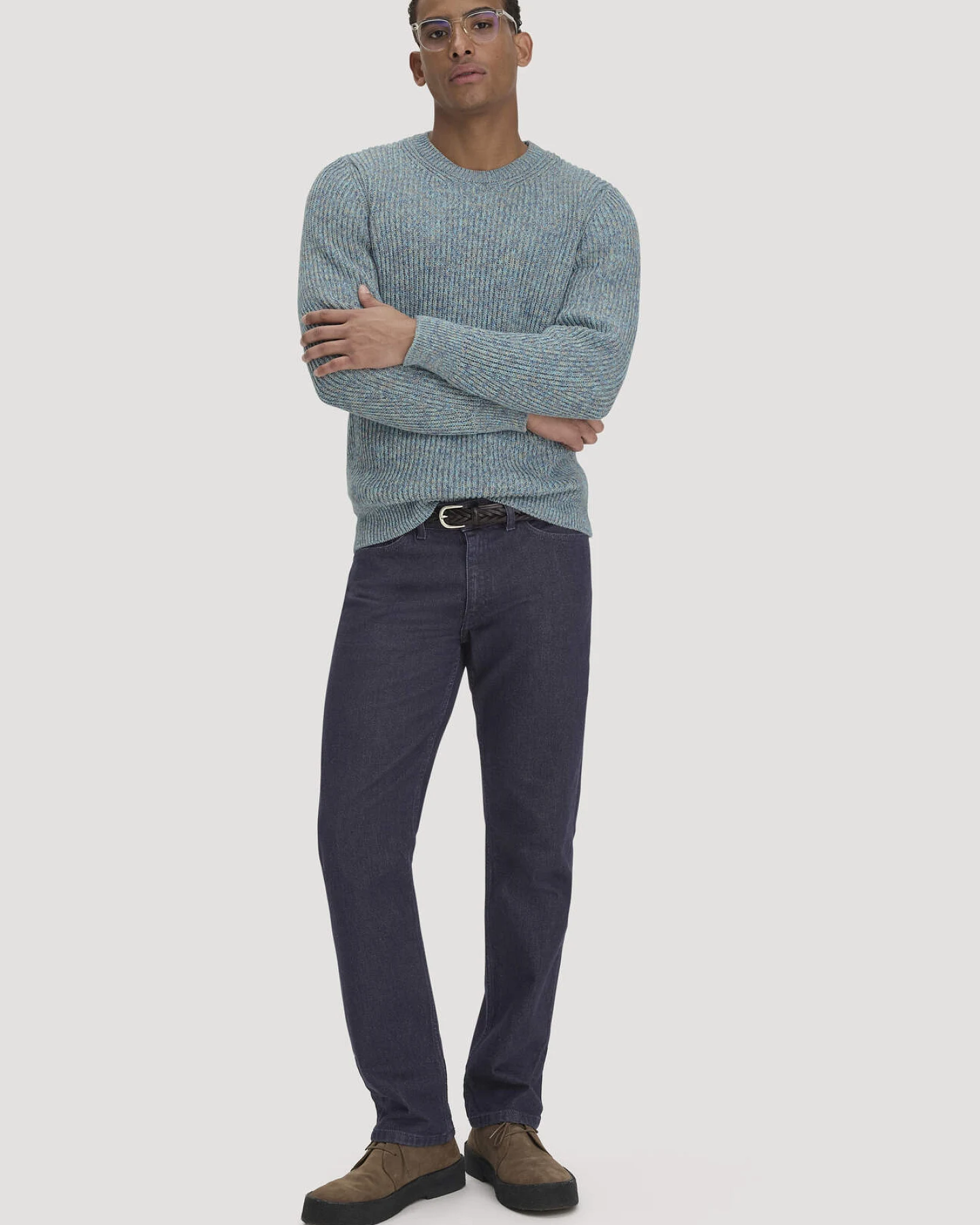 hessnatur Herren Strickpullover Regular aus Bio-Baumwolle - blau - Größe L – Ansicht 2