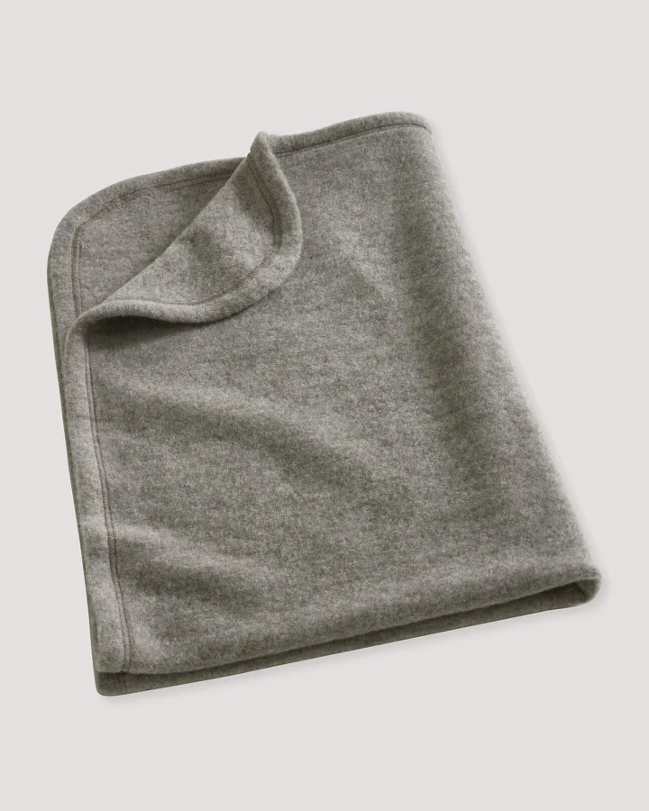 hessnatur Baby Wollfleece Decke aus Bio-Merinowolle - grau - Größe 70x100 cm