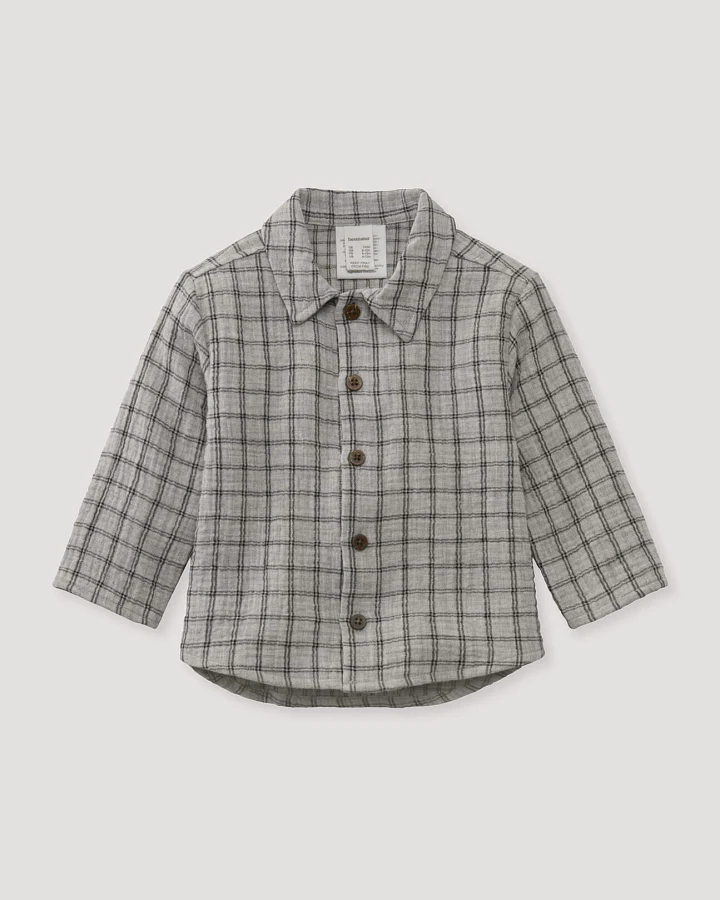 hessnatur Baby Musselin Shirt aus Bio-Baumwolle - grau - Größe 62/68