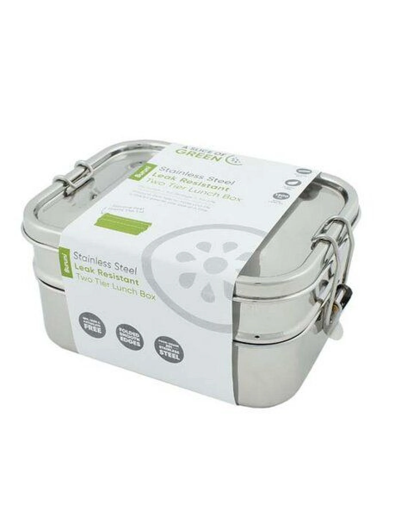 A Slice of Green Auslaufsichere Edelstahl Lunchbox Doppeldecker – Ansicht 2