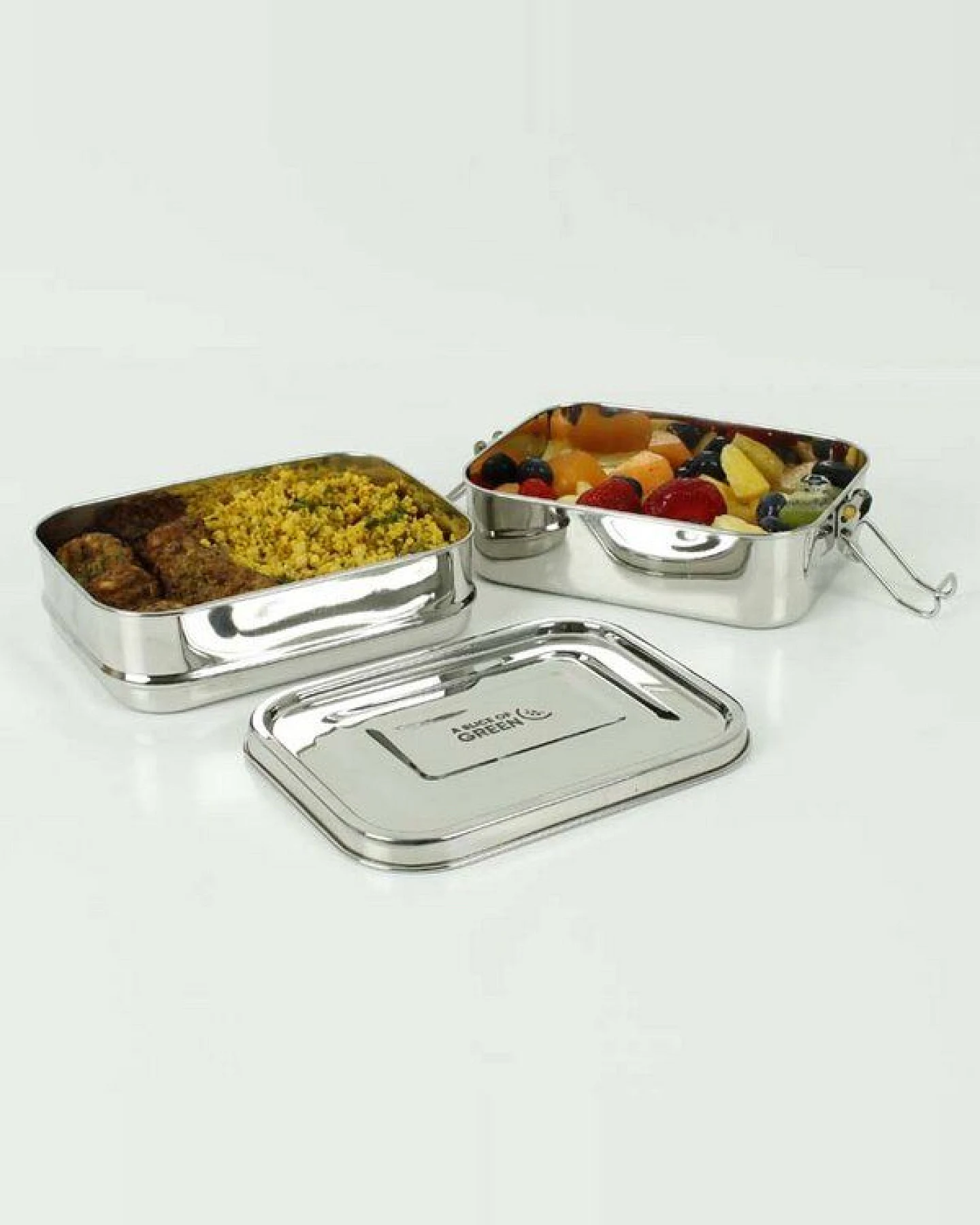 A Slice of Green Auslaufsichere Edelstahl Lunchbox Doppeldecker – Ansicht 3